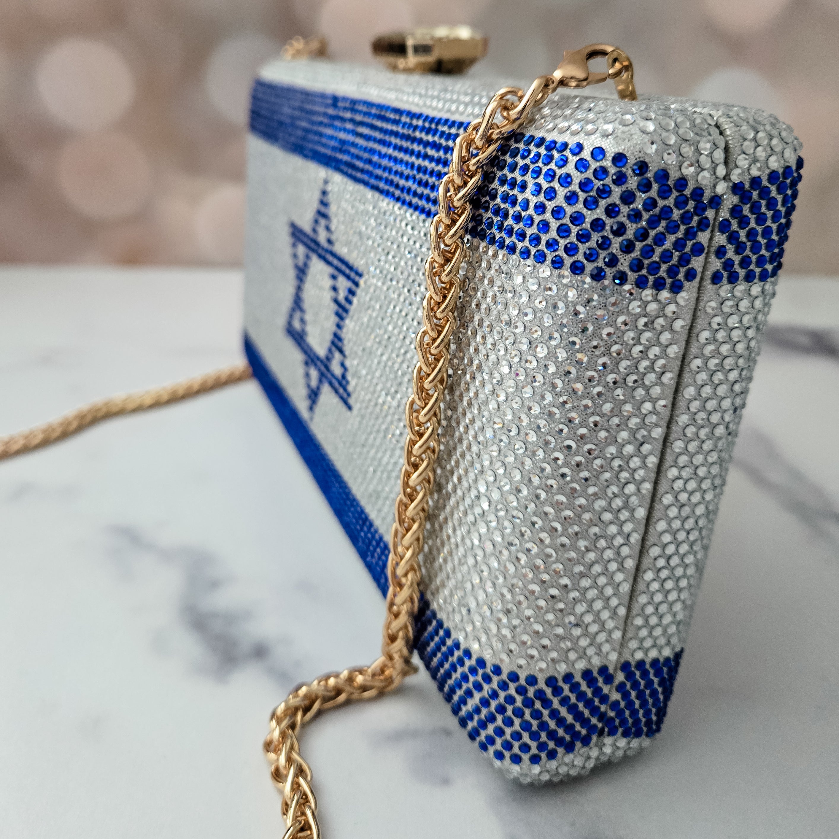 Israel Flag Rhinestone Clutch - PREORDER Salt and Sparkle