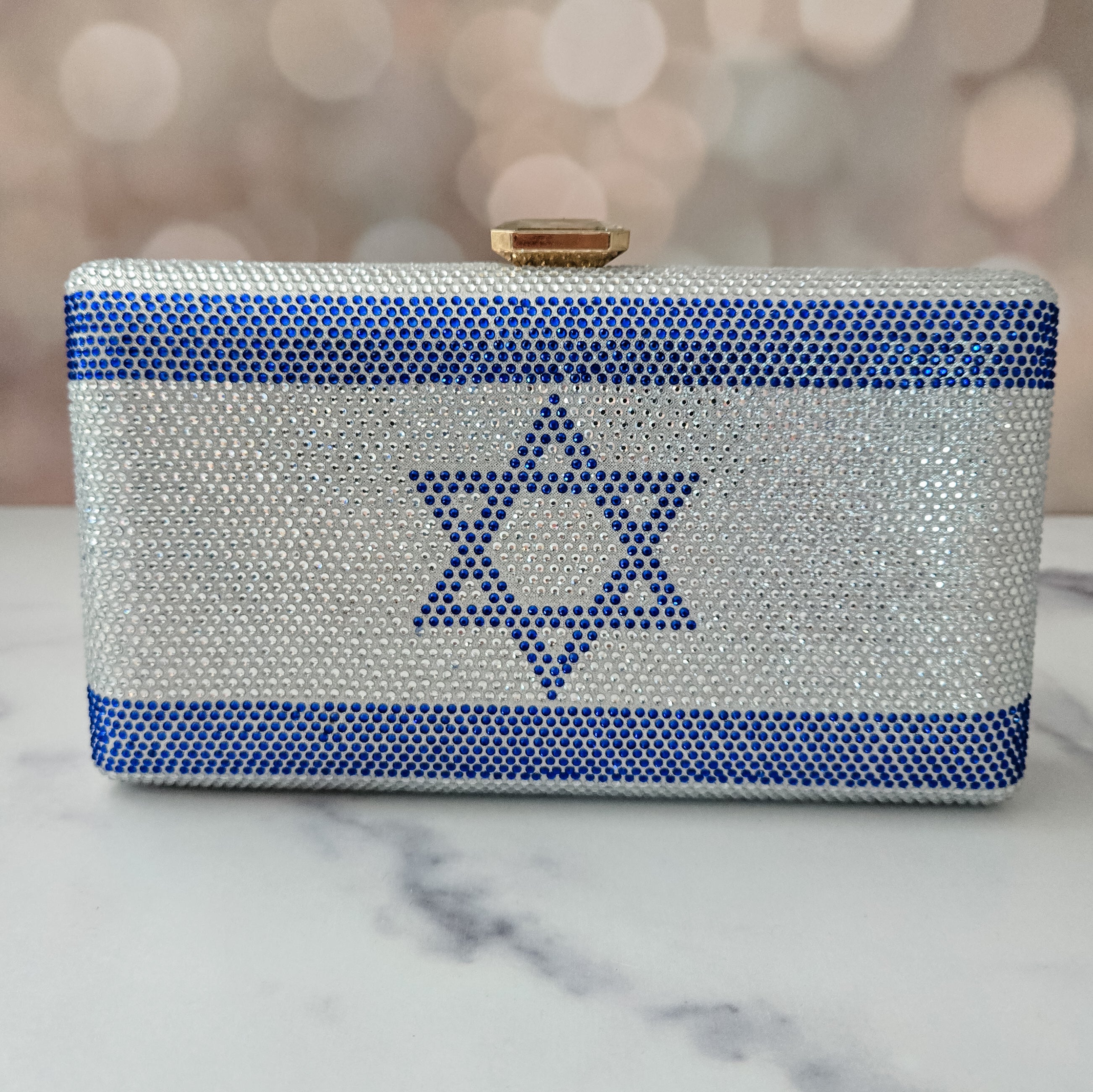 Israel Flag Rhinestone Clutch - PREORDER Salt and Sparkle