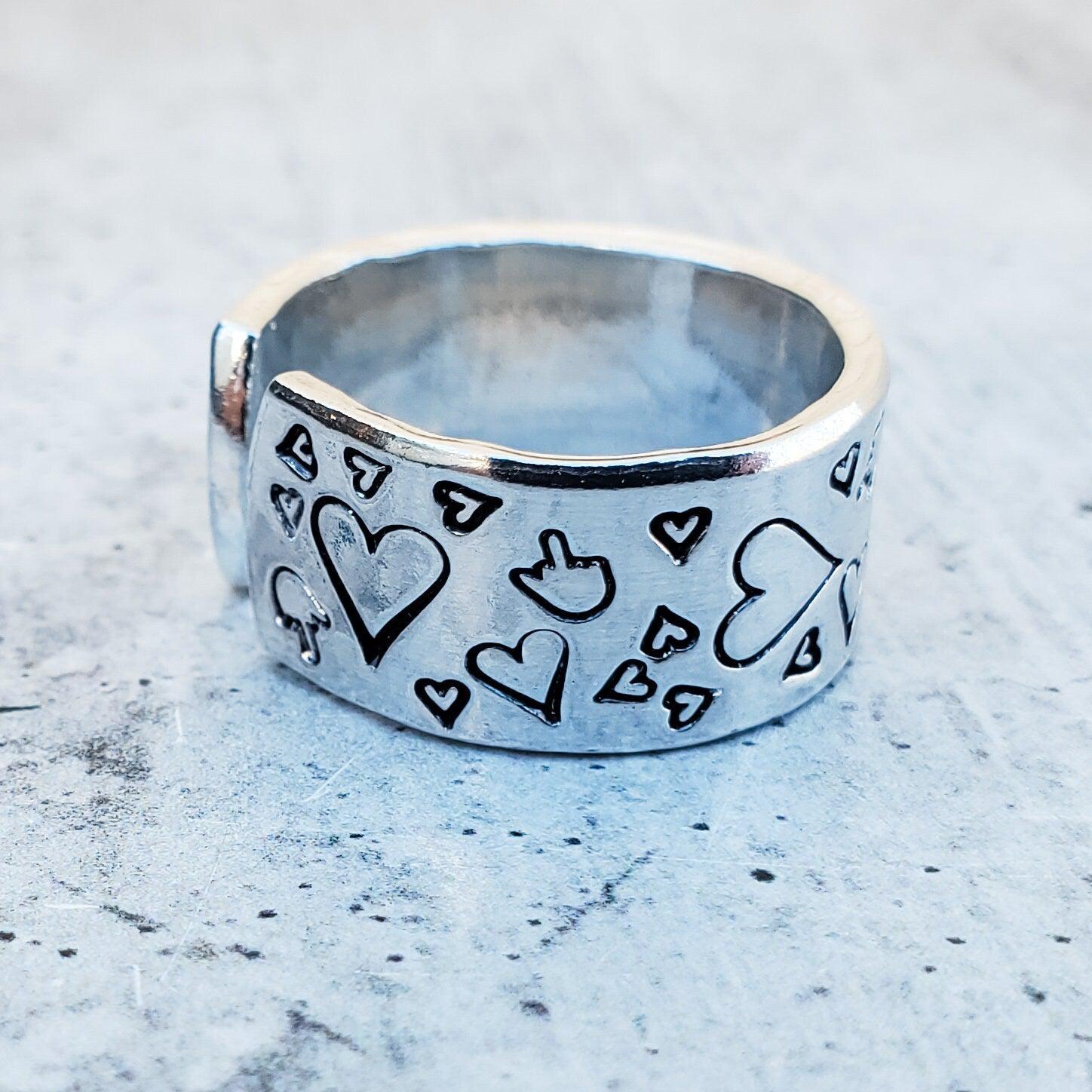 Middle Finger Heart Valentine's Day Ring Salt and Sparkle