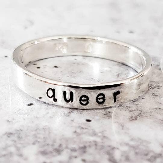QUEER Skinny Band Ring Salt and Sparkle