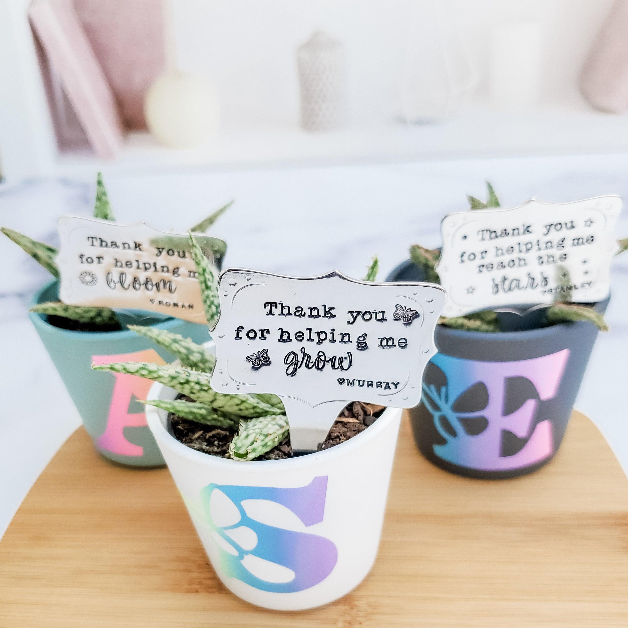 End of the Year Teacher Gift - Thank You for Helping Me Grow Plant Marker for Teacher Appreciation - Succulent Sticks for Teacher Gift