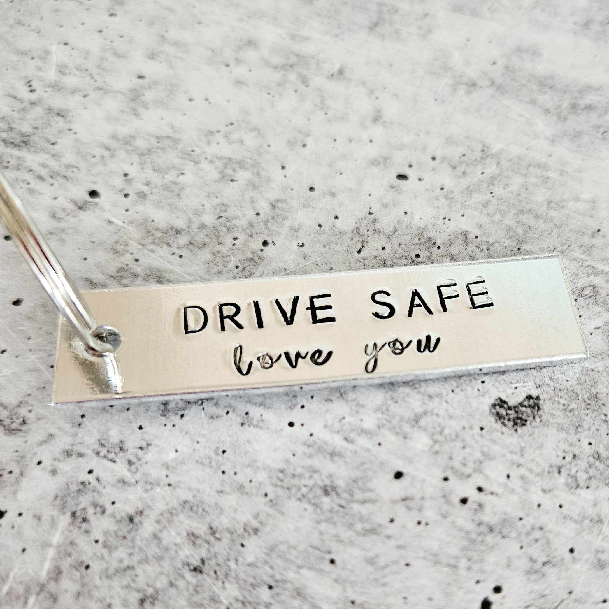 Drive Safe Love You Bar Keychain - Gift for Husband From Wife Salt and Sparkle