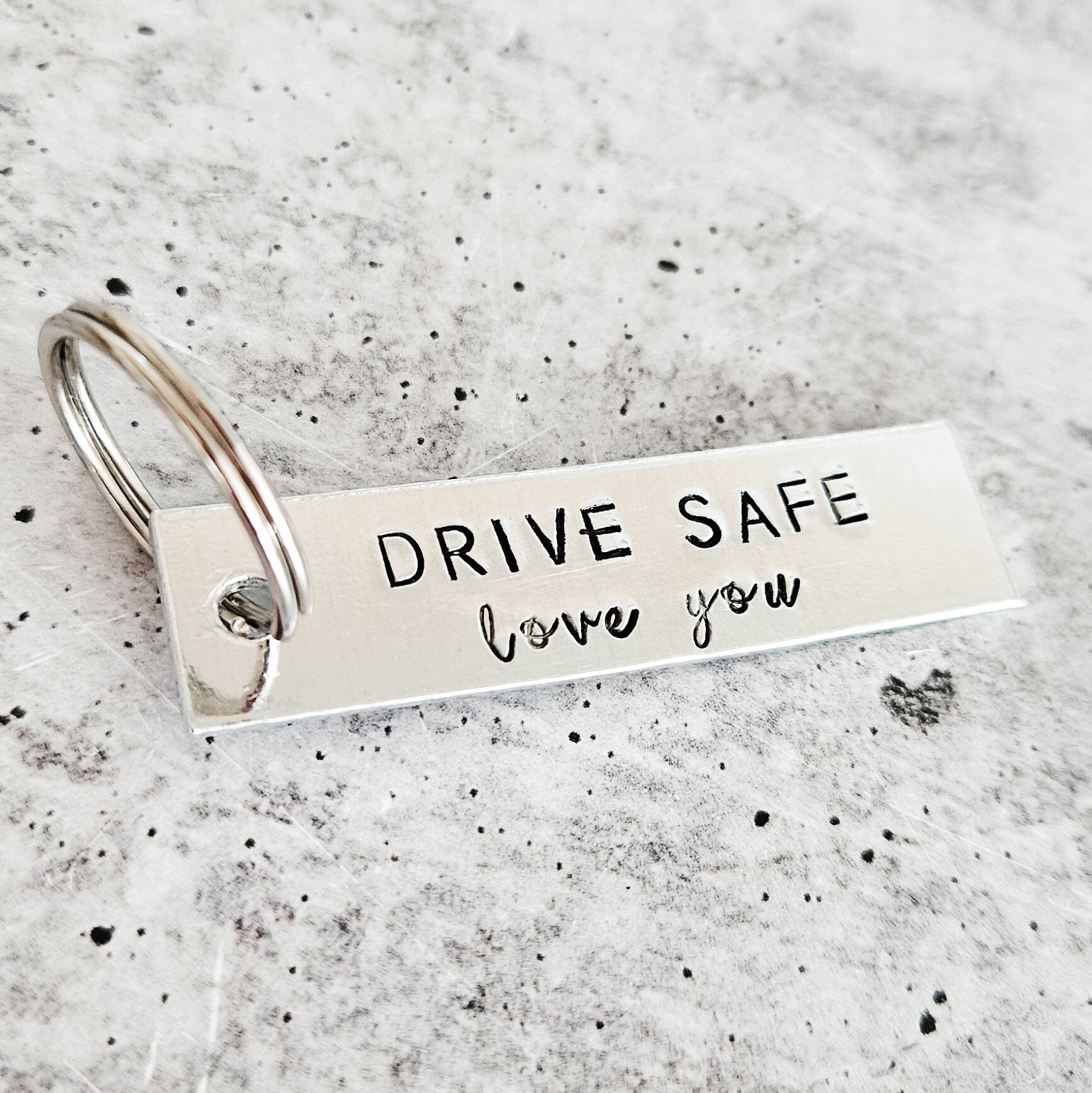 Drive Safe Love You Bar Keychain - Gift for Husband From Wife Salt and Sparkle