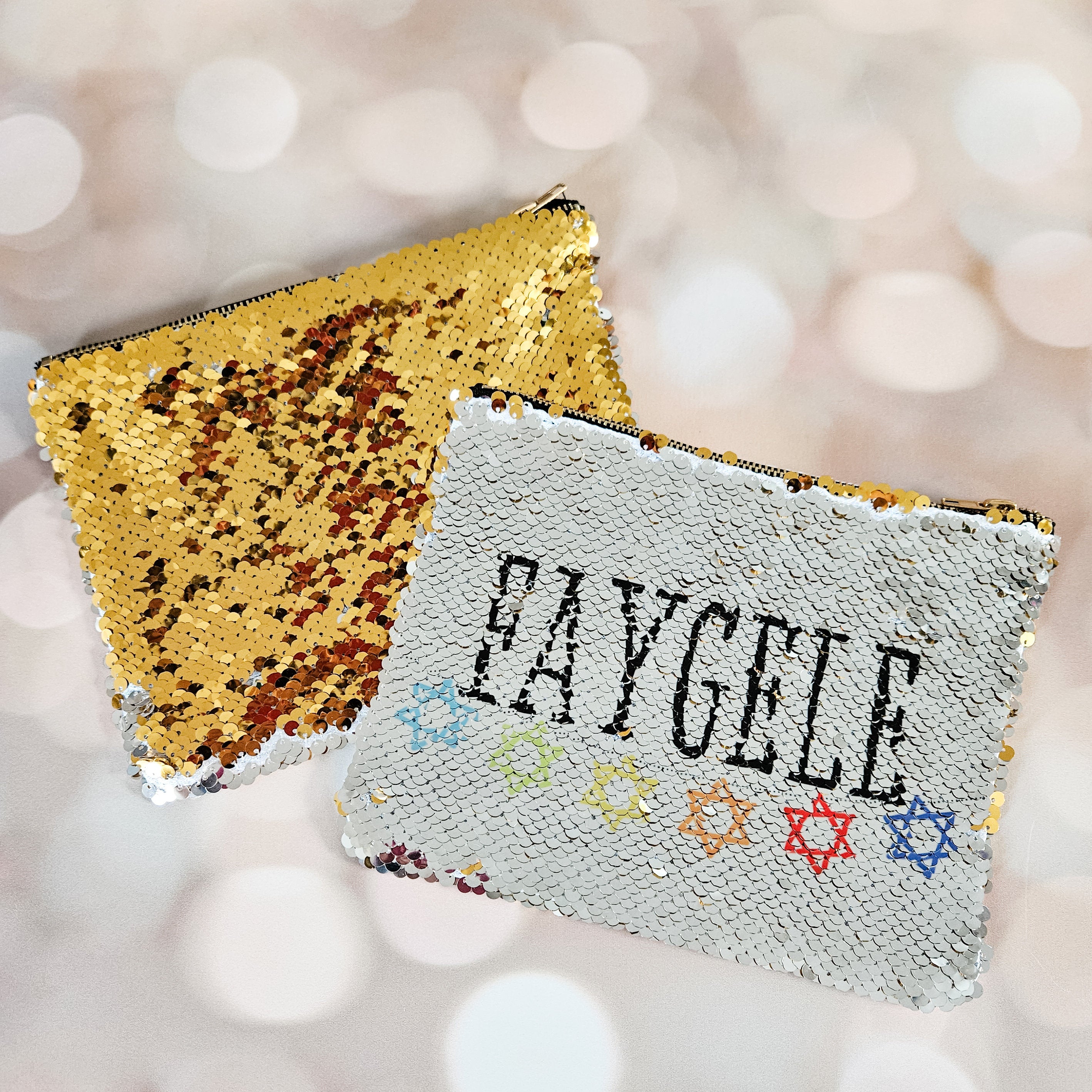 Faygele Sequined Secret Message Cosmetic Bag Salt and Sparkle