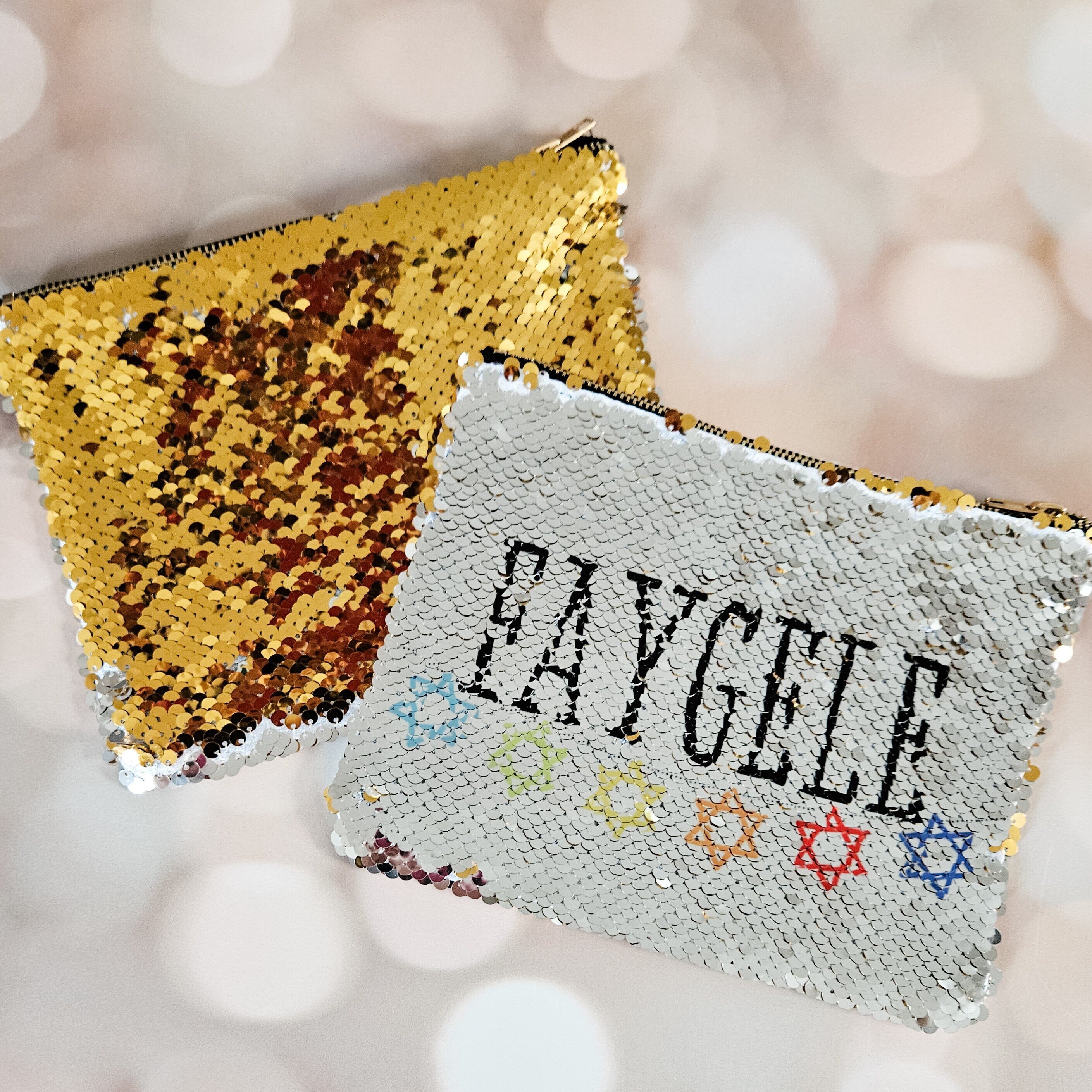 Faygele Sequined Secret Message Cosmetic Bag Salt and Sparkle