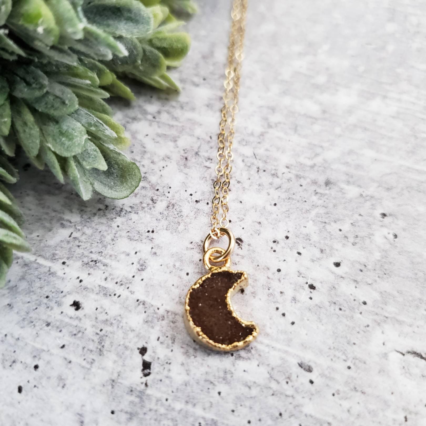 Druzy Moon Layering Necklace Salt and Sparkle