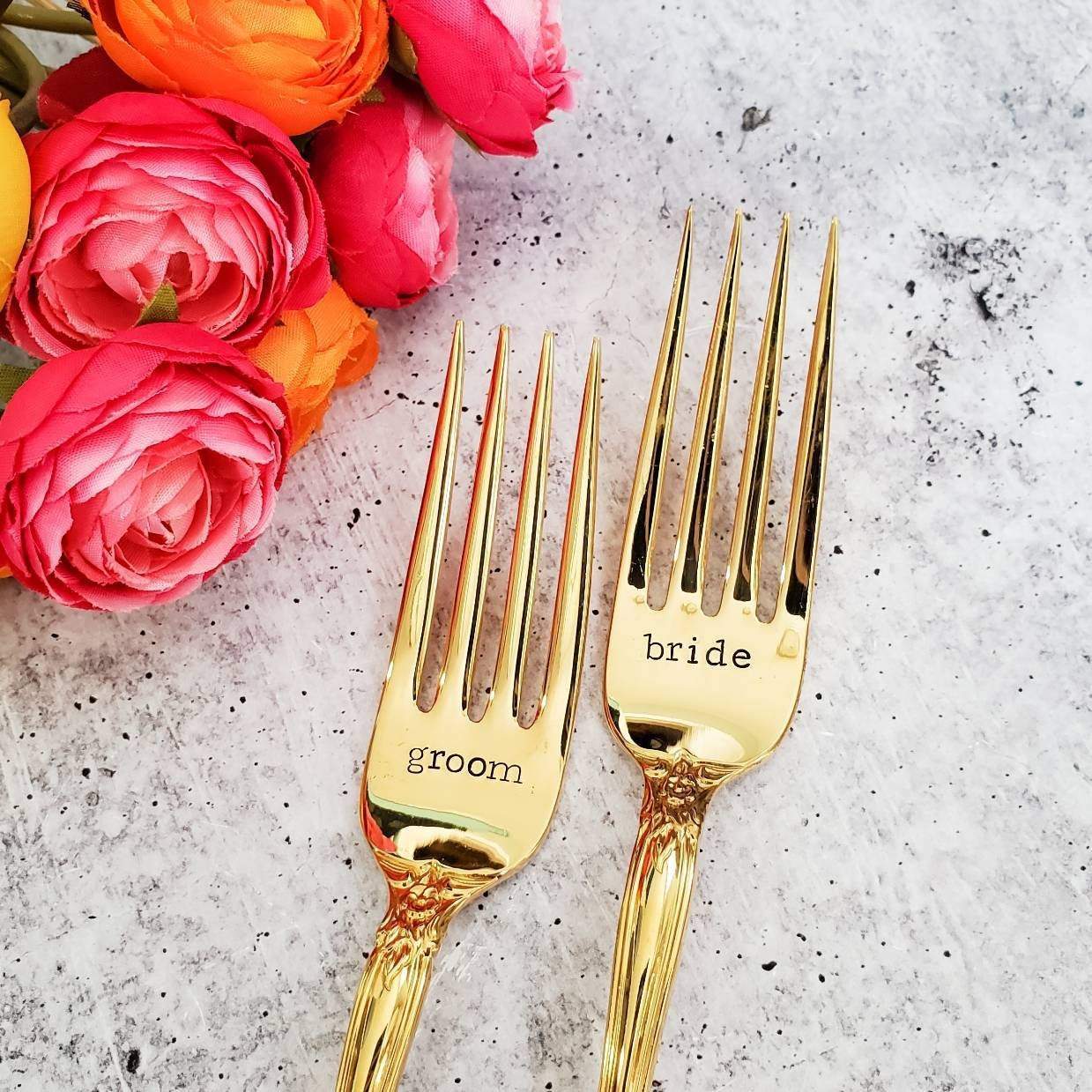 Gold Vintage Forks for Wedding Day Gift Salt and Sparkle