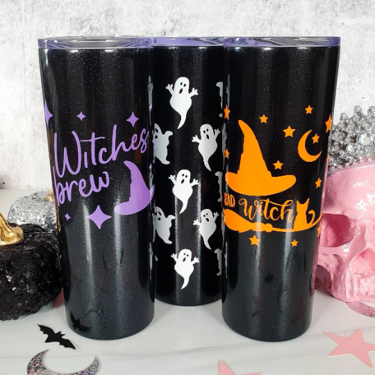 HALLOWEEN Witches Brew Black Glitter Tumbler Salt and Sparkle