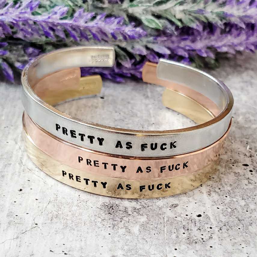 PRETTY AS FUCK Stacking Cuff Bracelet Salt and Sparkle