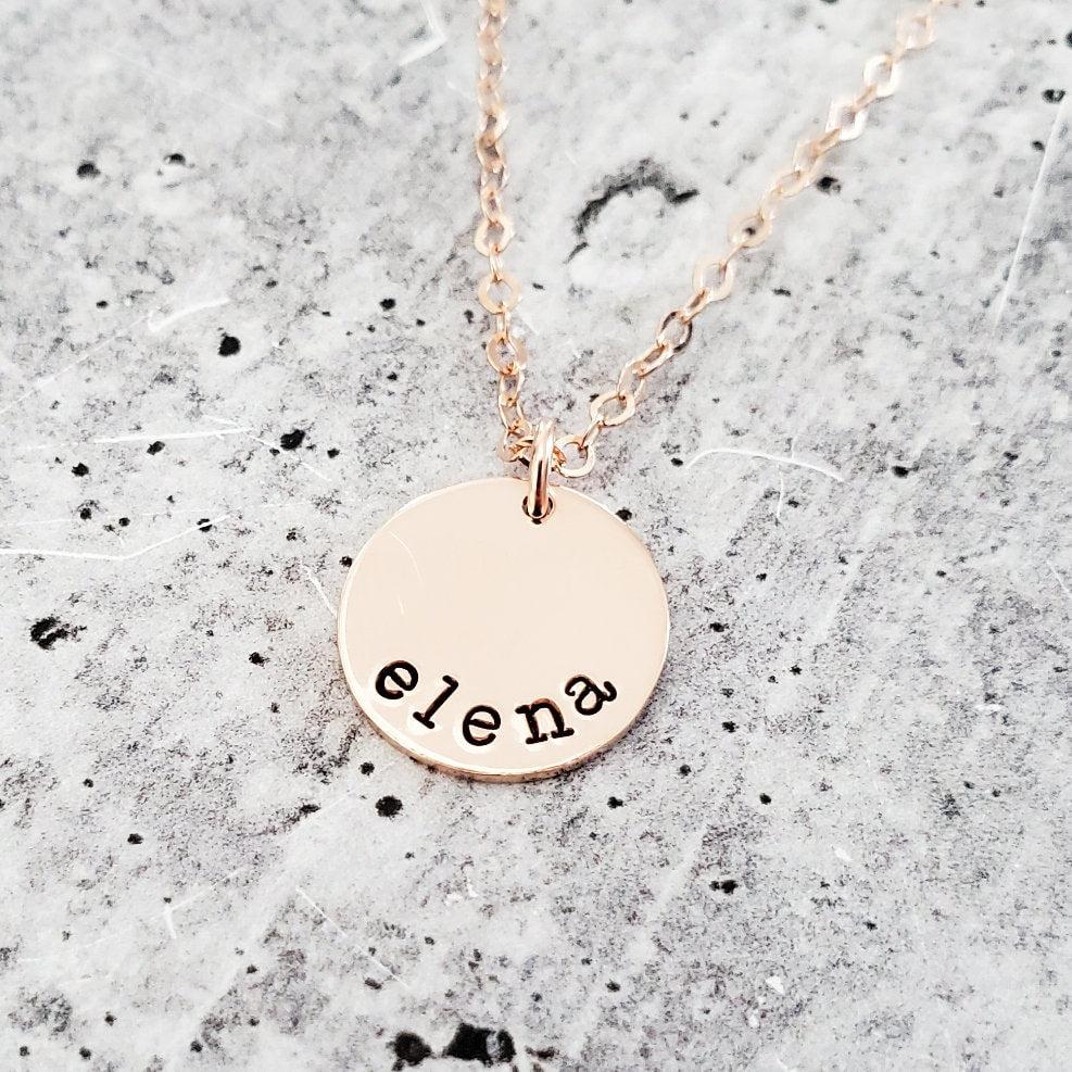 Mom Necklace with Kids Name - Personalized Name Necklace Gift for Her - Gold Disc Necklace for New Mom - College Graduation Gift Jewelry