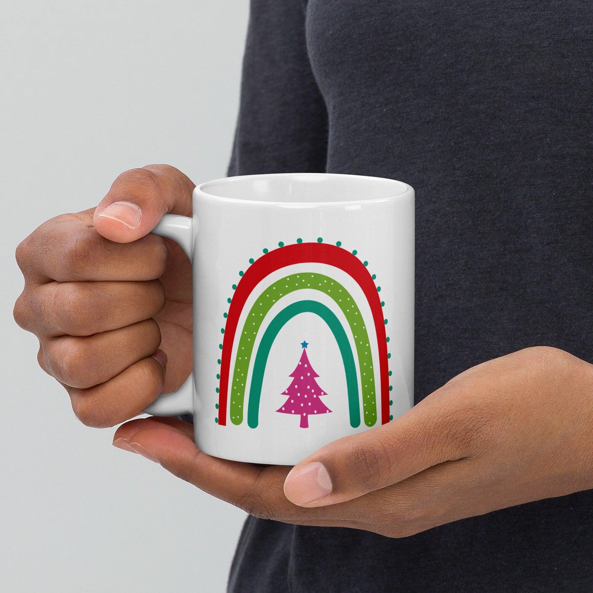 Rainbow Christmas Tree Coffee Mug Salt and Sparkle