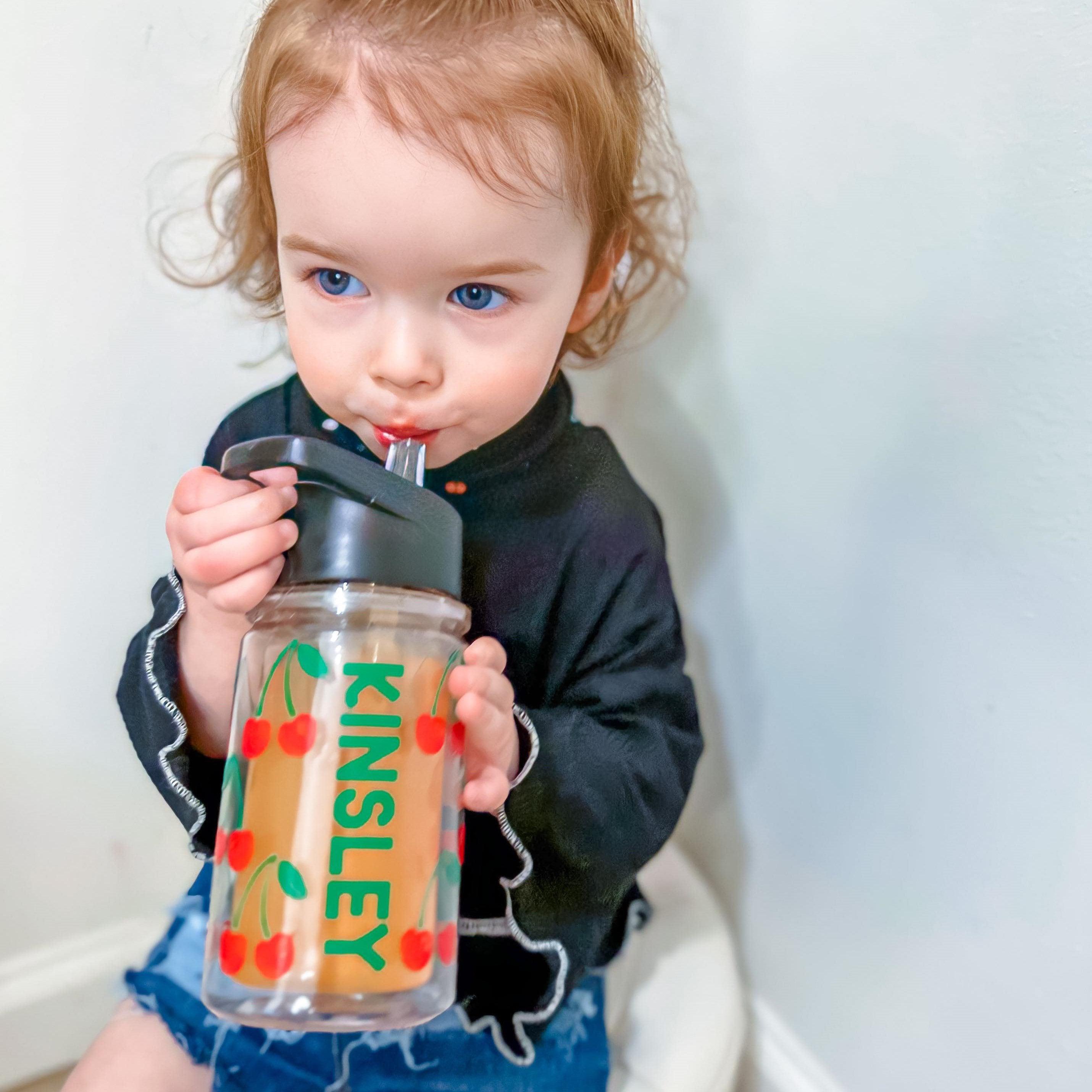 Watermelon Kids Water Bottle - Watermelon Toddler Sippy Cup - Personalized Preschooler Travel Cup for School - Summer Straw Cup for Toddlers