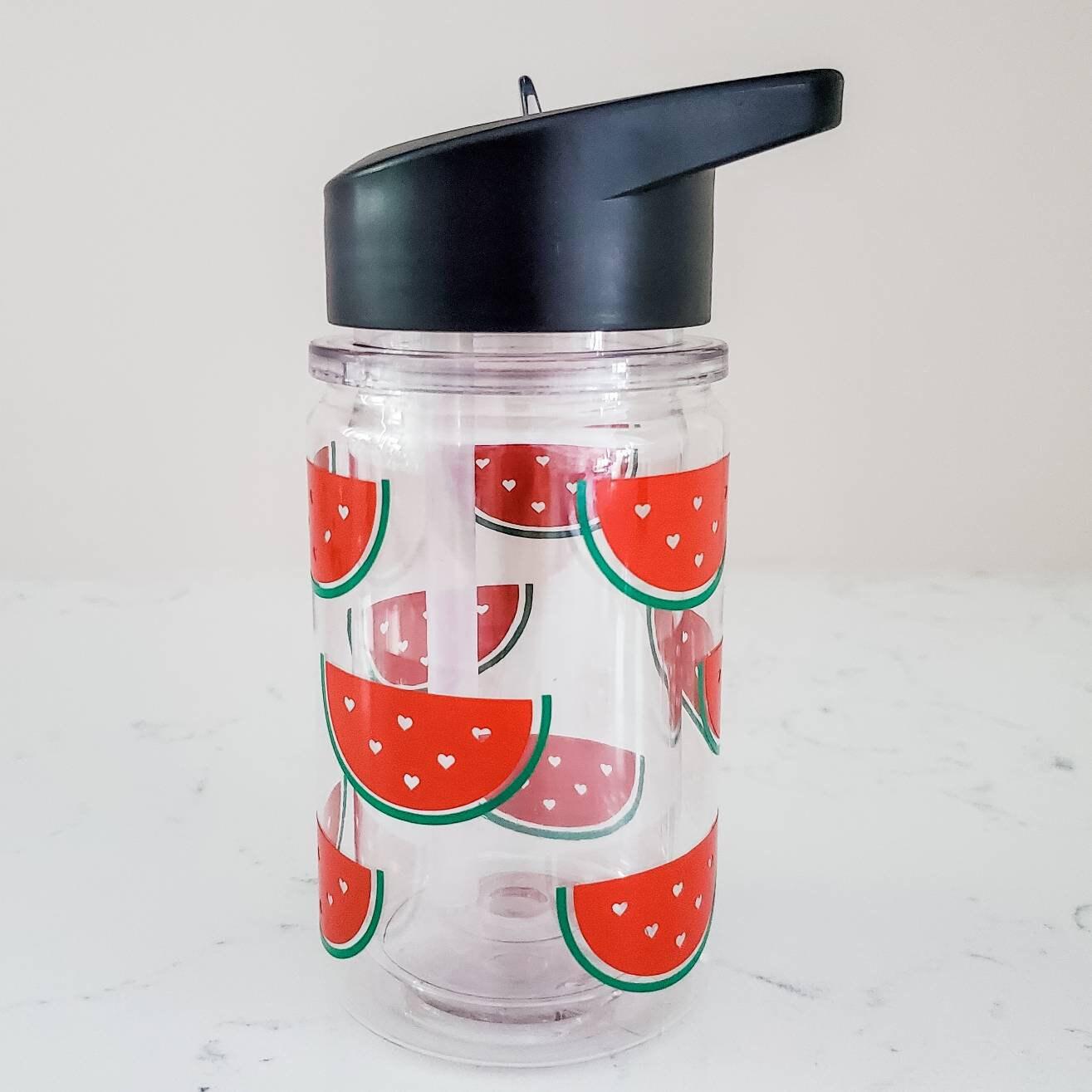 Watermelon Kids Water Bottle - Watermelon Toddler Sippy Cup - Personalized Preschooler Travel Cup for School - Summer Straw Cup for Toddlers