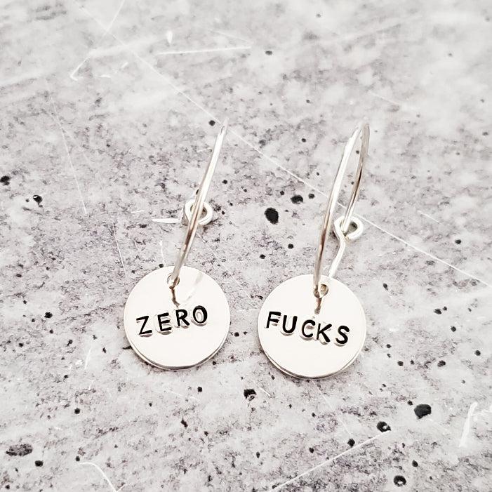 ZERO FUCKS Hoop Earrings Salt and Sparkle