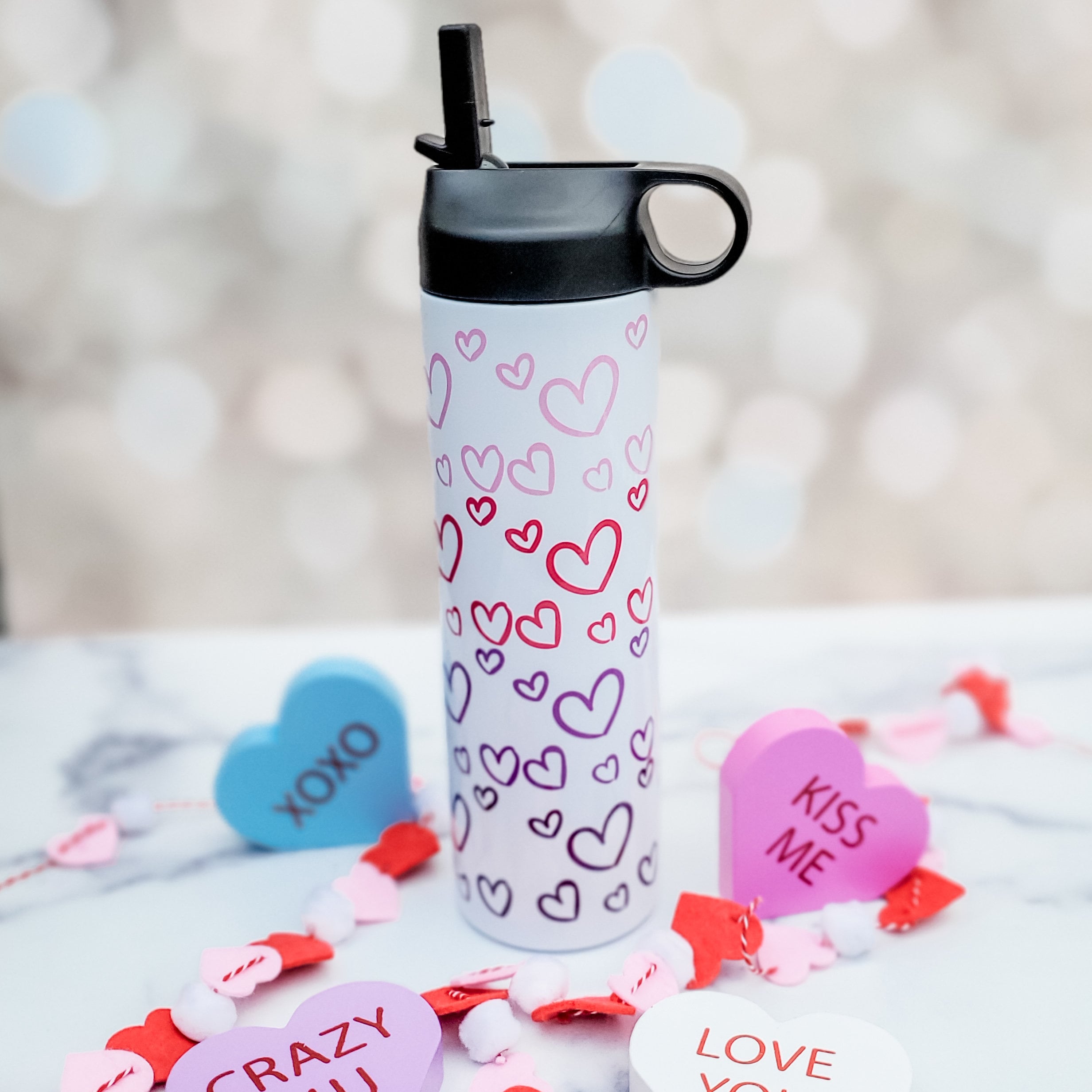 Valentine's Day Mommy and Me Heart Ombre Water Bottle - Sibling Matching Valentine Gift Salt and Sparkle