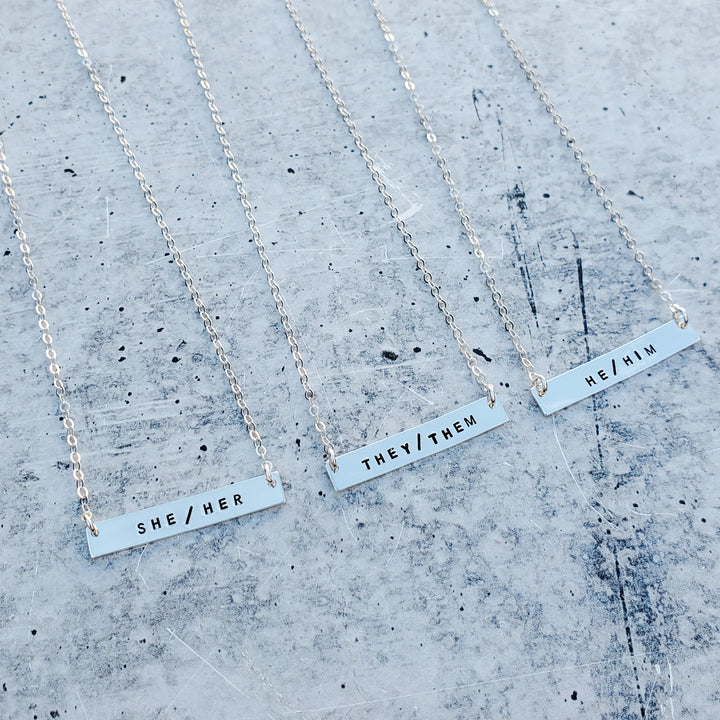 Pronoun Classic Bar Necklace Salt and Sparkle