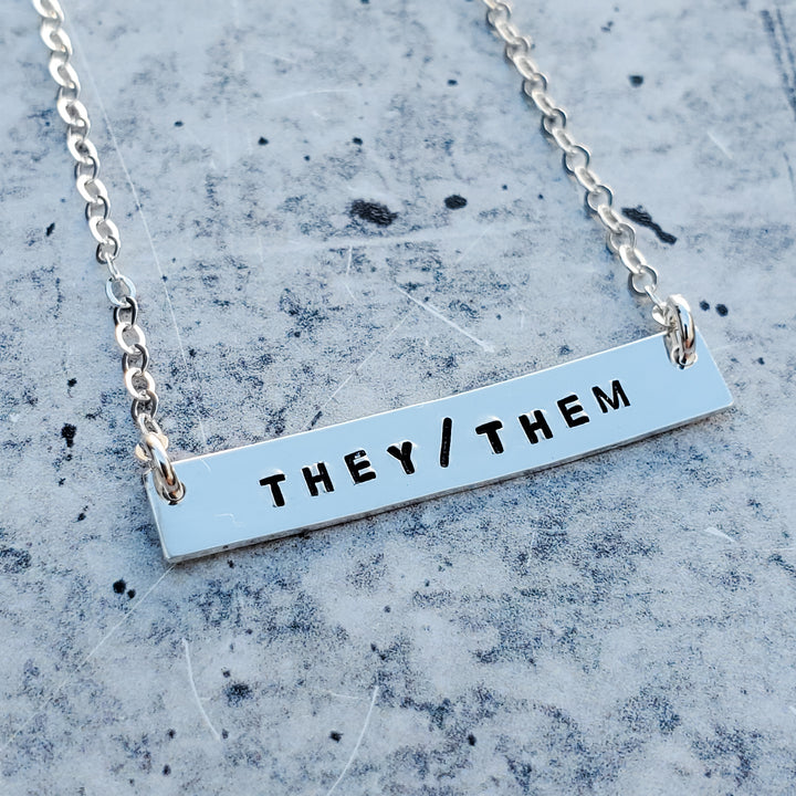 Pronoun Classic Bar Necklace Salt and Sparkle