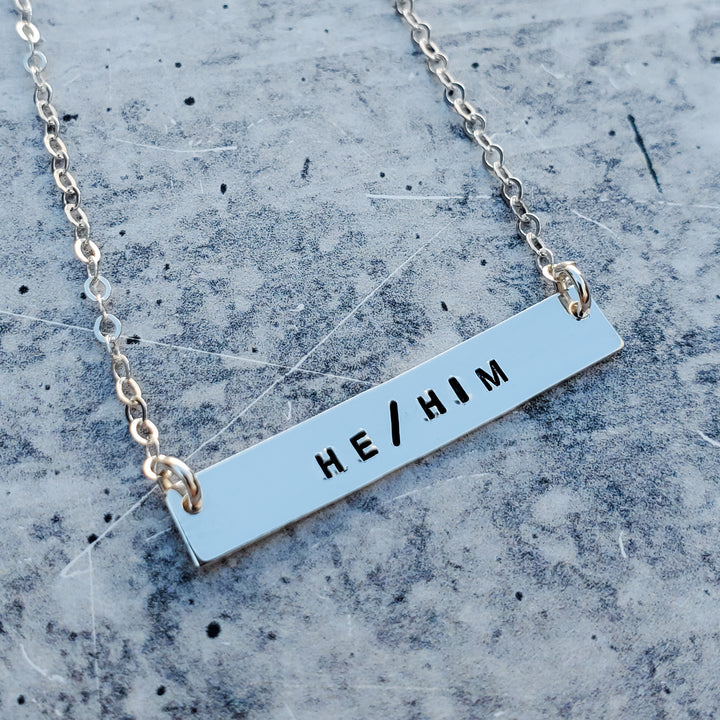 Pronoun Classic Bar Necklace Salt and Sparkle