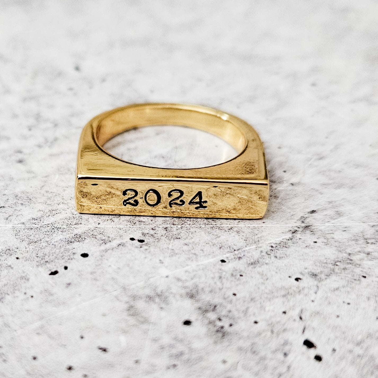 Class of 2024 Flat Top Gold Ring Salt and Sparkle