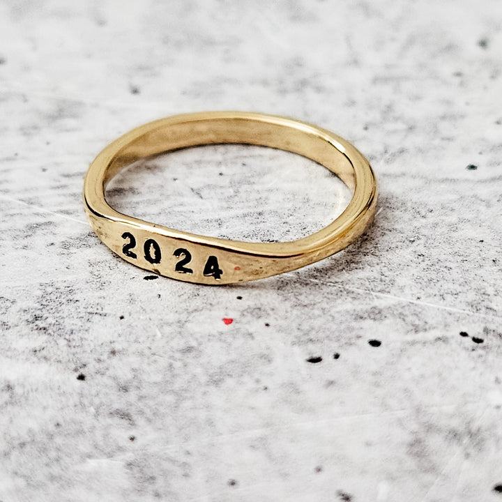 Class of 2023 Dainty Gold Ring Salt and Sparkle