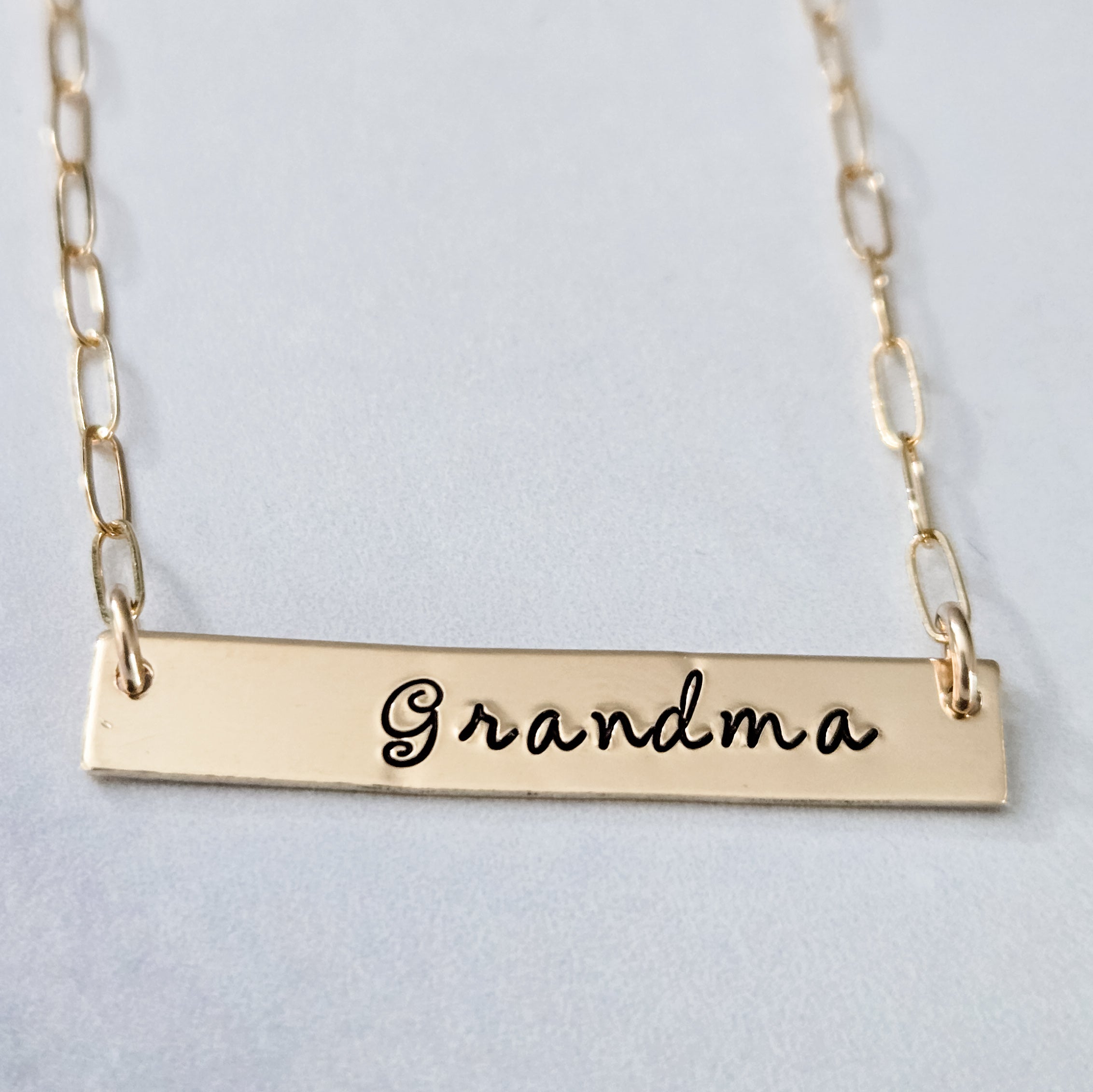 Classic Gold Bar Necklace for Grandma Salt and Sparkle