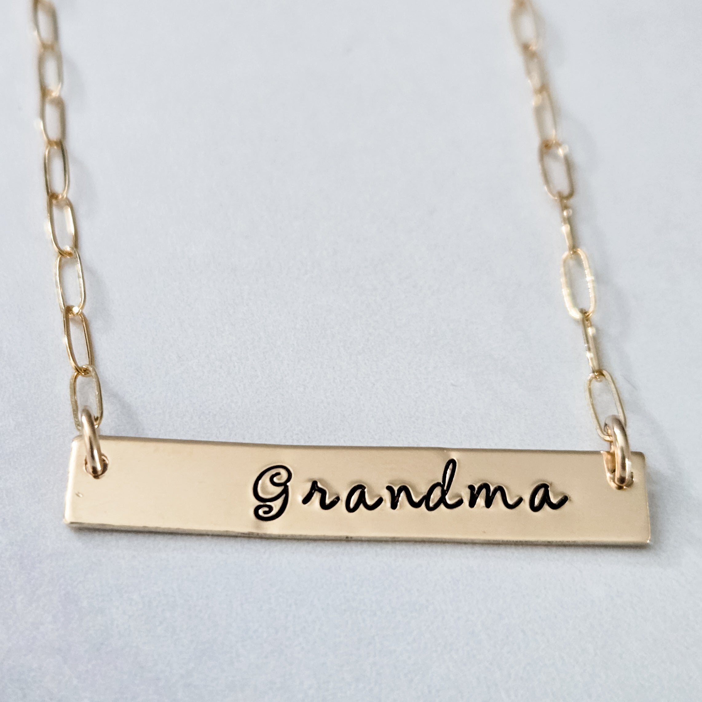 Classic Gold Bar Necklace for Grandma Salt and Sparkle