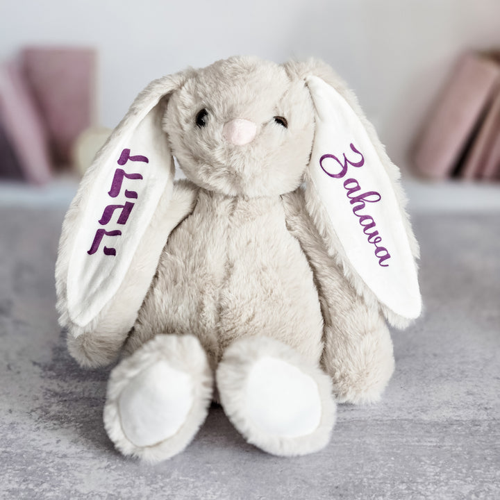 English and Hebrew Custom Plush Bunny for Kids-Rockaway Gypsea