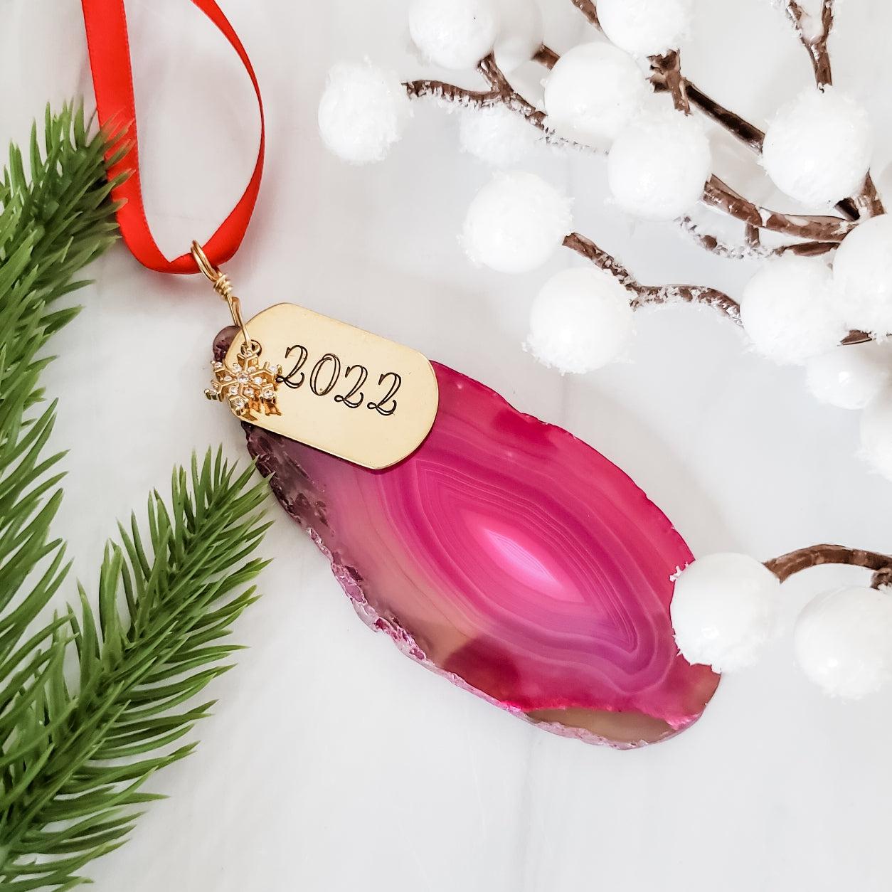 Agate Slice Ornament with 2023 Tag Salt and Sparkle