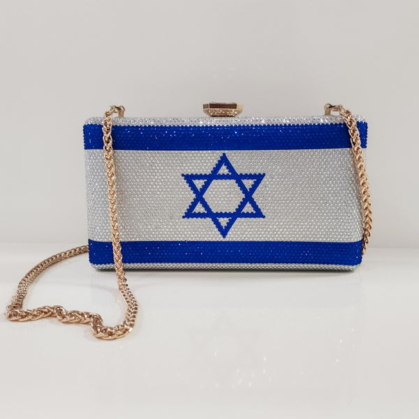 Israel Flag Rhinestone Clutch Salt and Sparkle