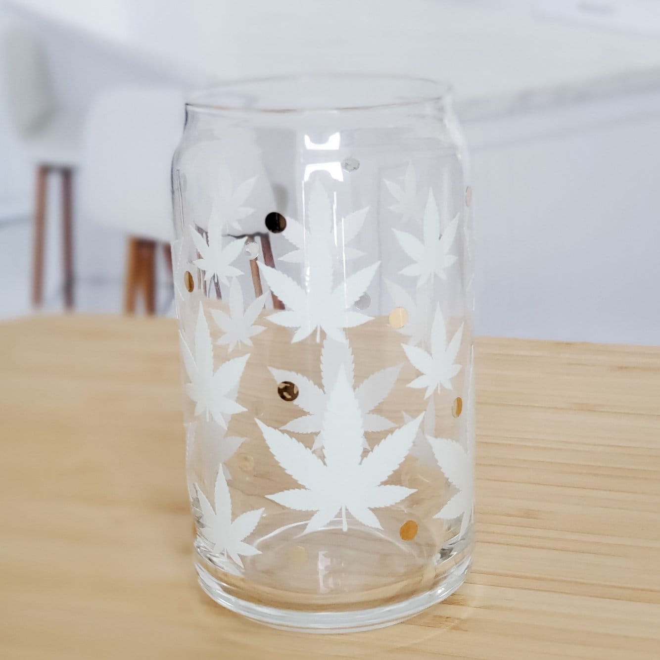 Color Changing Pot Leaf Glass Can Cup Salt and Sparkle