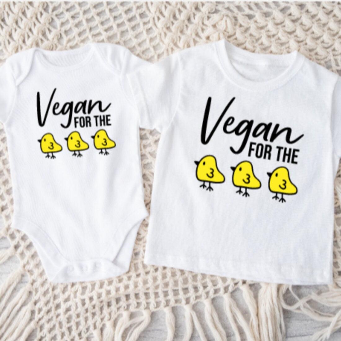 Vegan Daddy and Me Gift Set - Vegan for the Chicks Father's Day Gift - Daddy and Son Matching Set - Gift for Vegan Family - Toddler and Dad