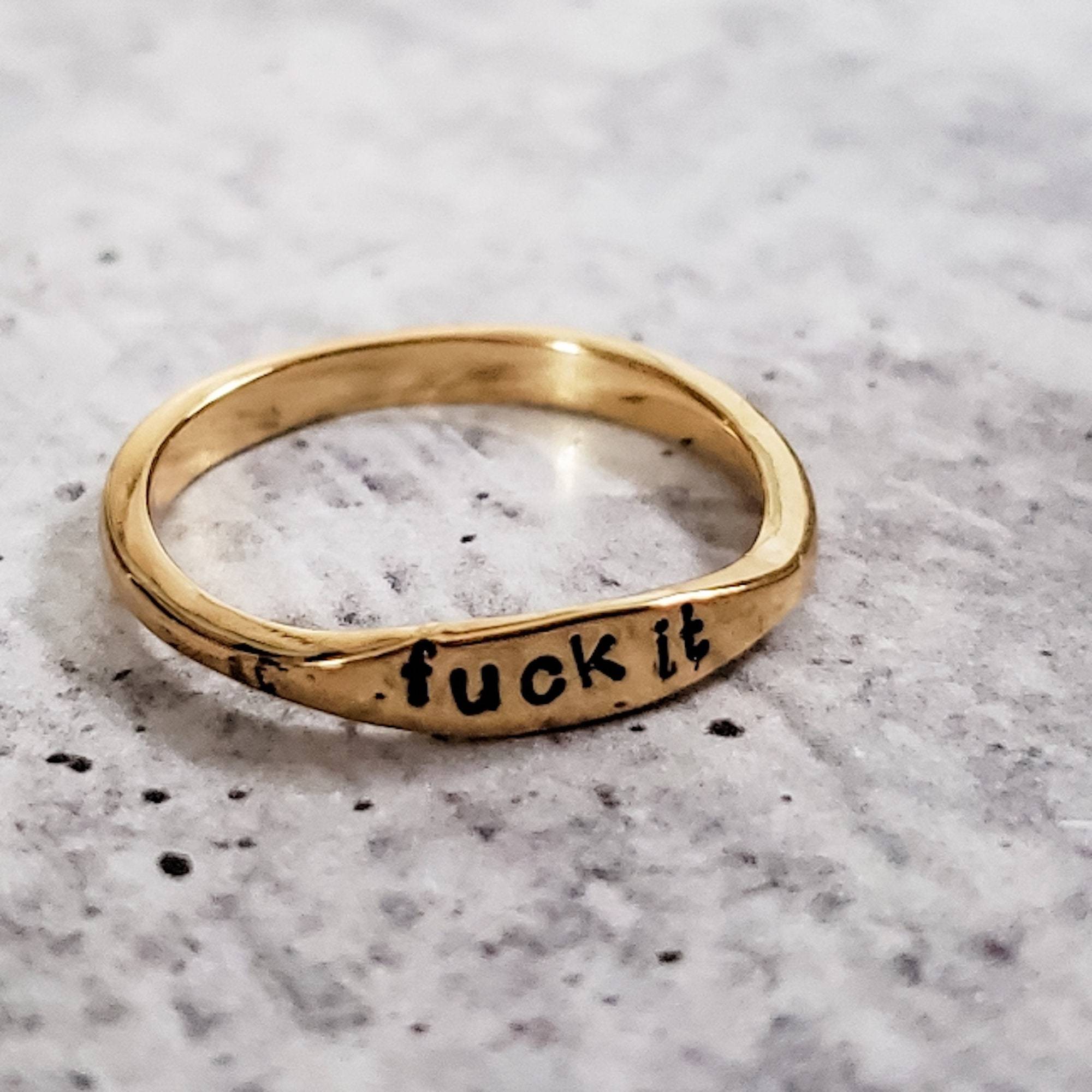 FUCK IT Dainty Gold Ring Salt and Sparkle
