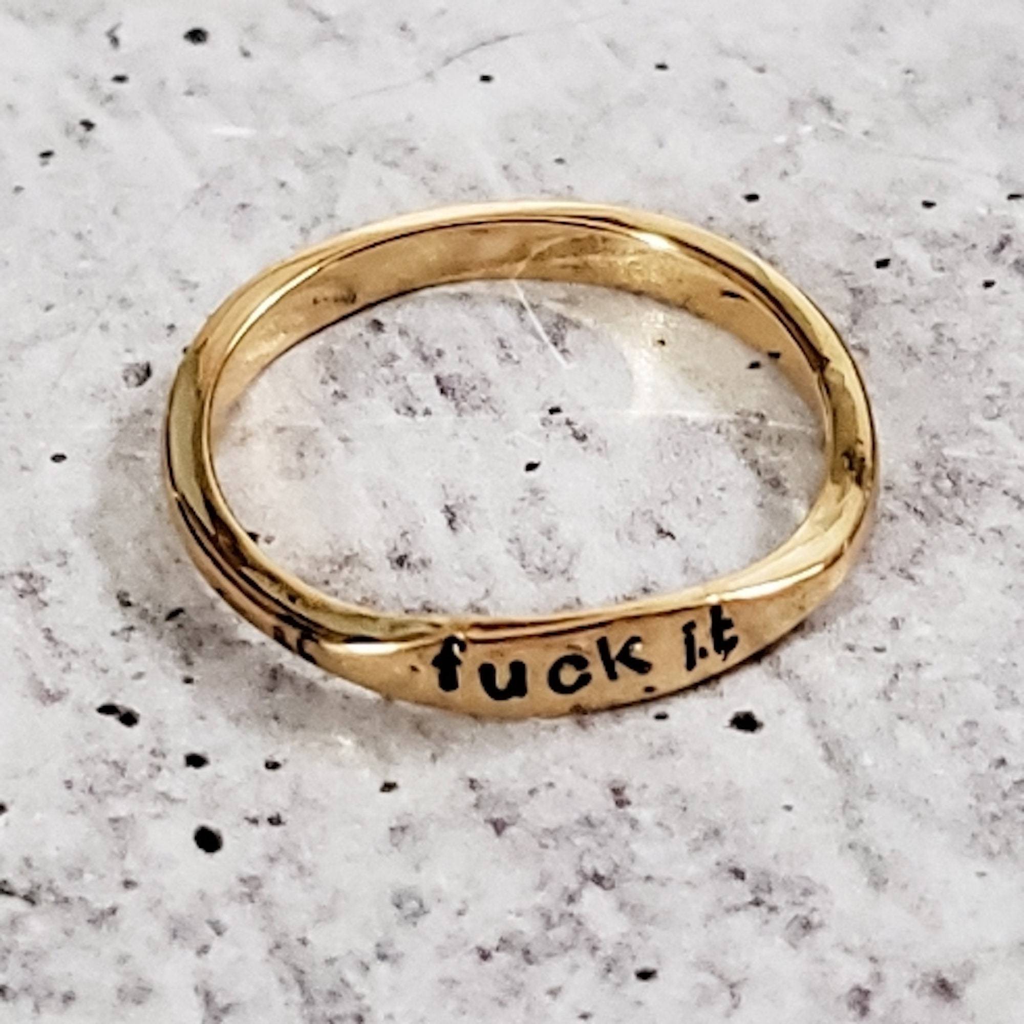 FUCK IT Dainty Gold Ring Salt and Sparkle