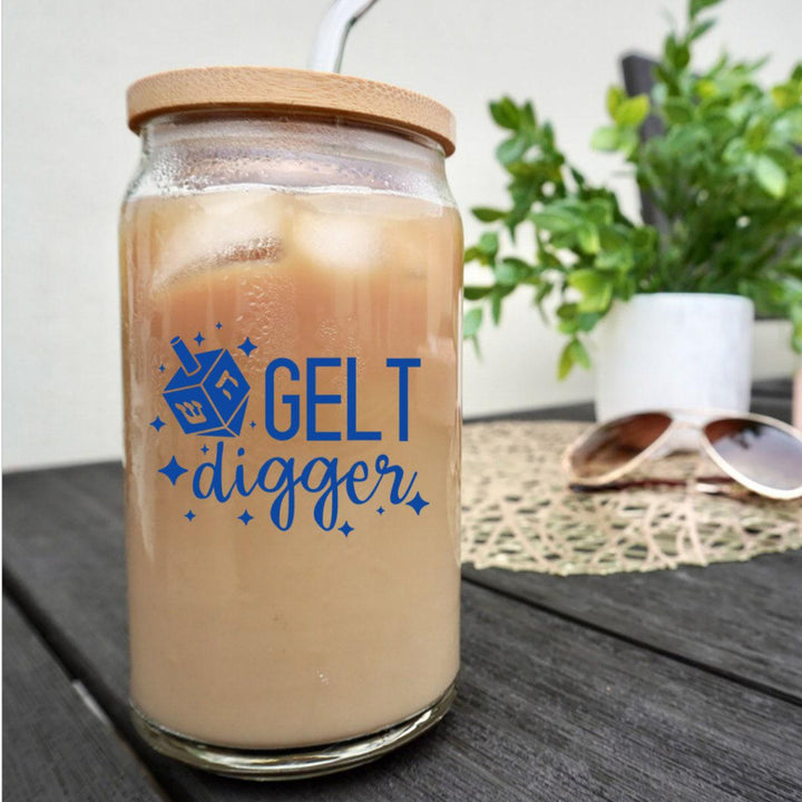 Gelt Digger Snowglobe Glass Can Cup Salt and Sparkle