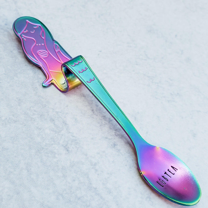 LGBTEA Rainbow Mermaid Spoon - PRIDE Tea Lover Gift - Queer Home Decor - Present for Coffee Drinker - Gay Mermaid Home Decor - Funny Pride