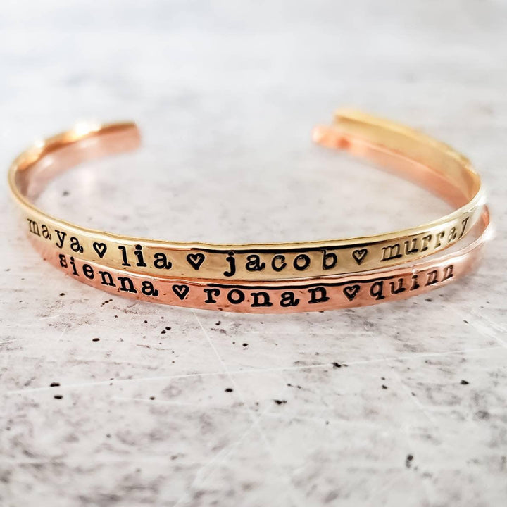 Mama Bracelet - Personalized Name Bracelet for Mom - Silver Stacking Bracelet for Mother's Day - Gold Mama Skinny Cuff Bracelet