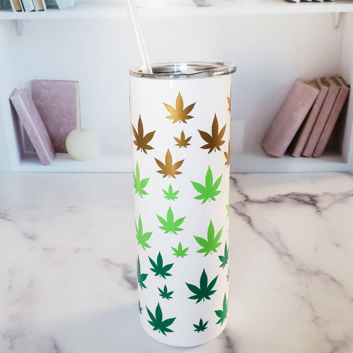 Ombre Hemp Leaf Insulated Drink Tumbler Salt and Sparkle