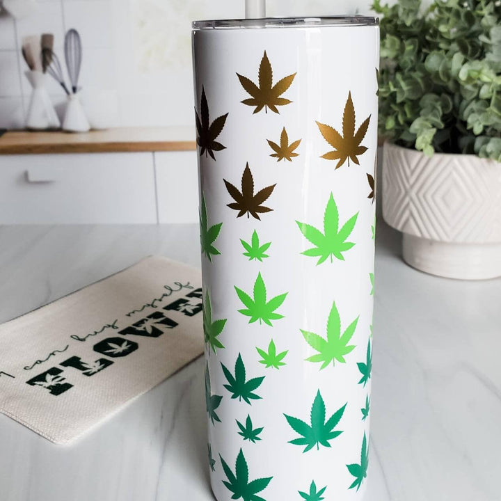 Ombre Hemp Leaf Insulated Drink Tumbler Salt and Sparkle