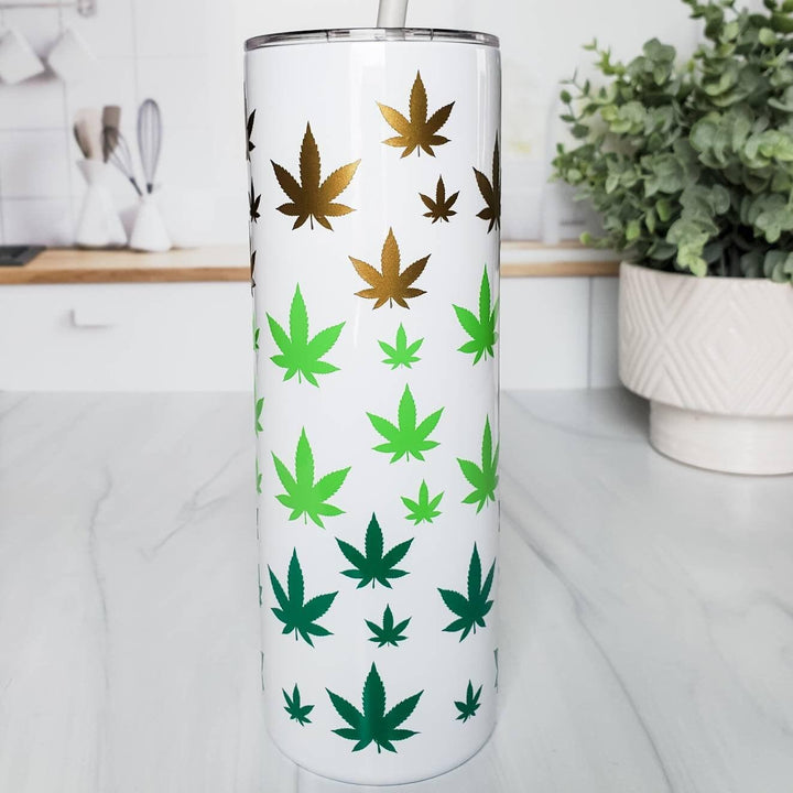 Ombre Hemp Leaf Insulated Drink Tumbler Salt and Sparkle