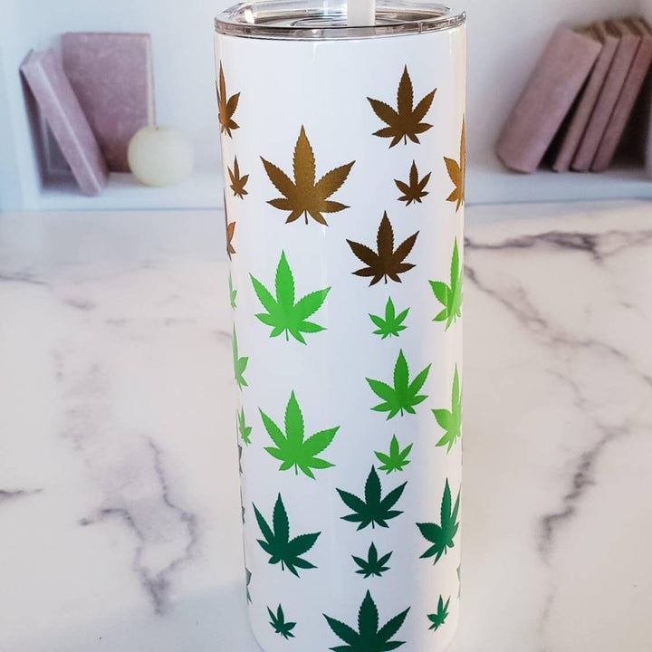 Ombre Hemp Leaf Insulated Drink Tumbler Salt and Sparkle