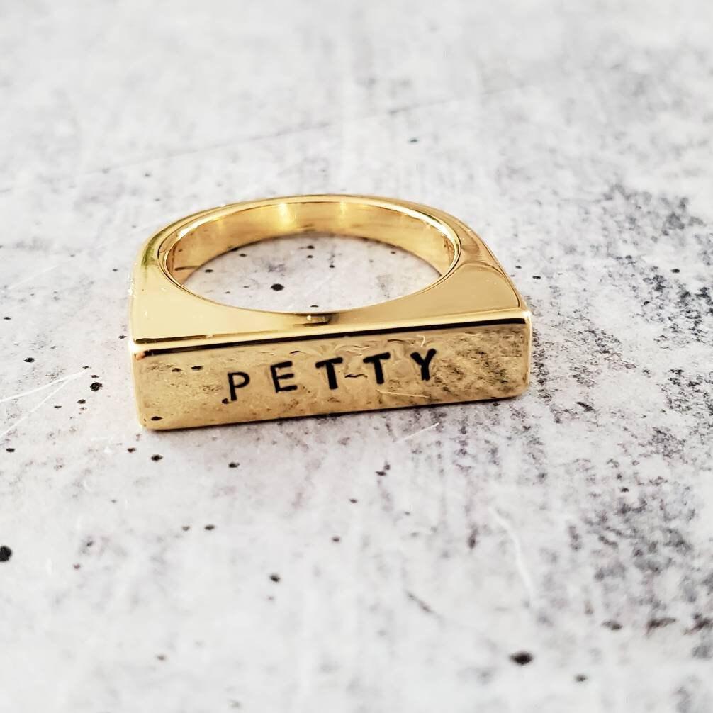 PETTY Gold Plated Flat Top Ring Salt and Sparkle