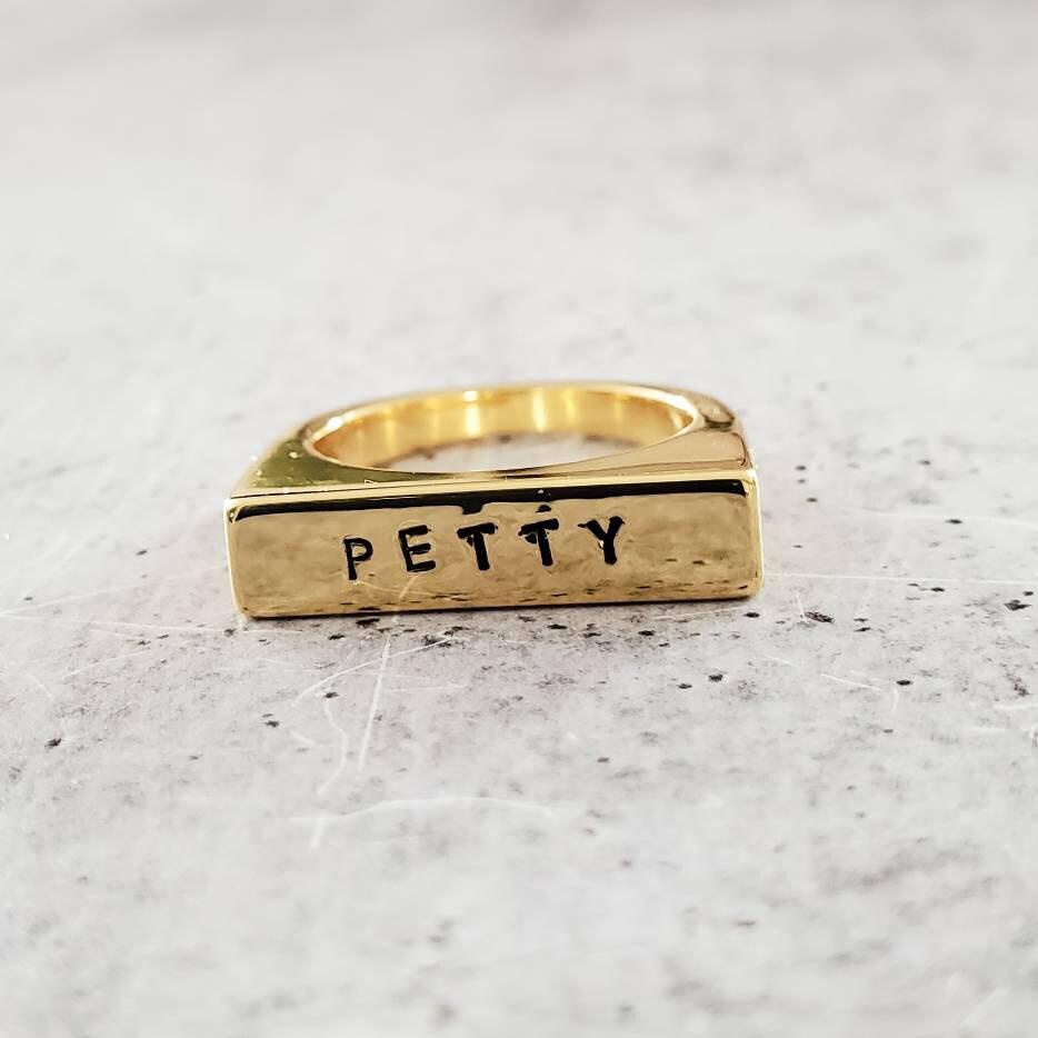 PETTY Gold Plated Flat Top Ring Salt and Sparkle