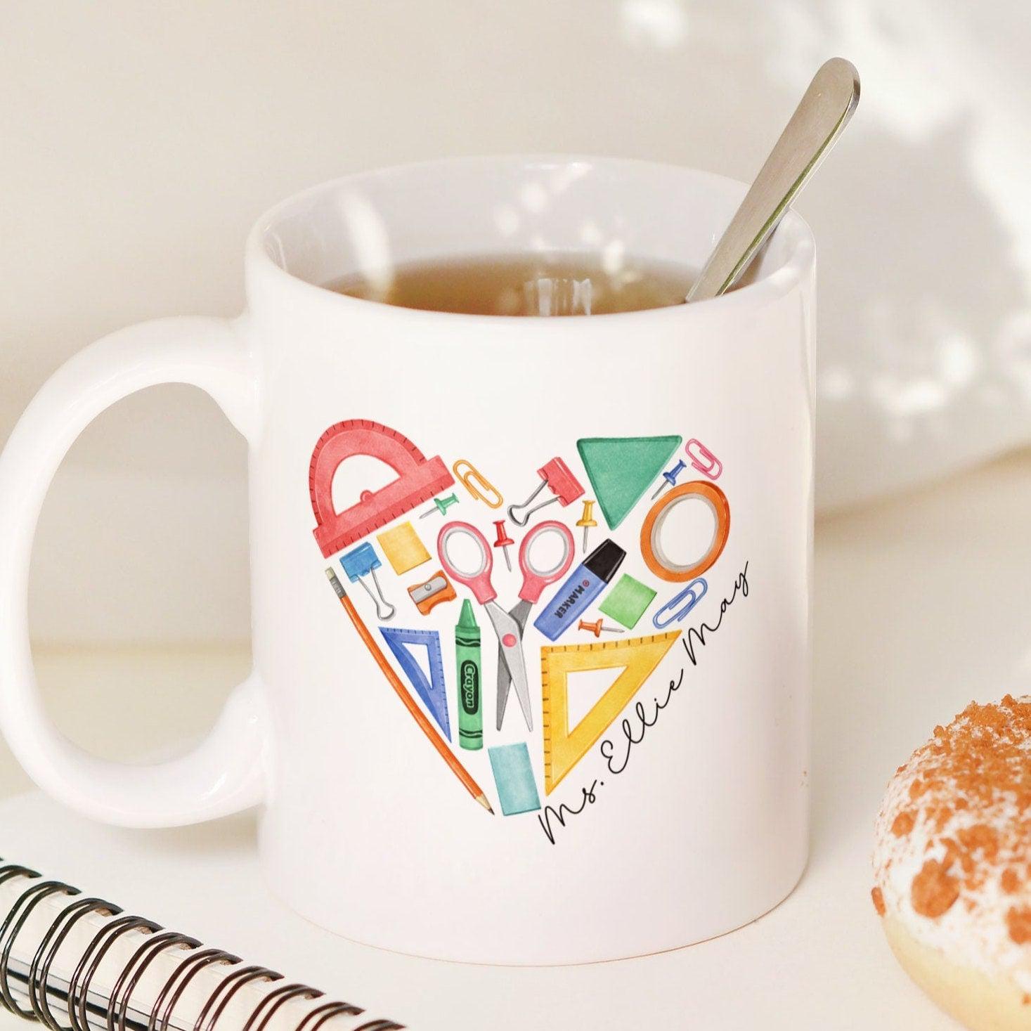 Teacher Cup for End of Year Gift - Personalized Teacher Mug from Child - Teacher Coffee Cup from Student -  Preschool Heart Teacher Mug