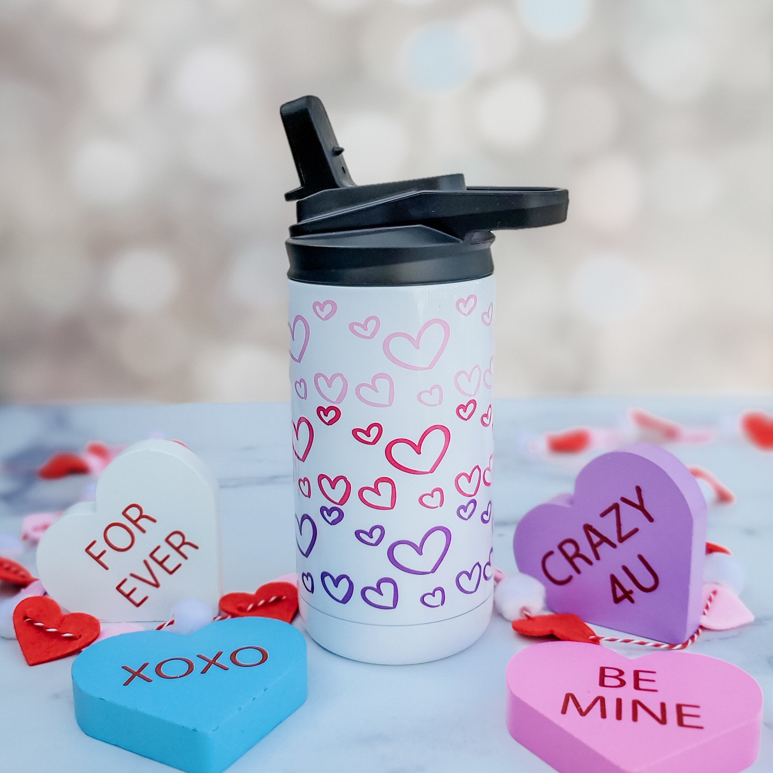 Personalized Valentine Heart Kids Sippy Cup Salt and Sparkle