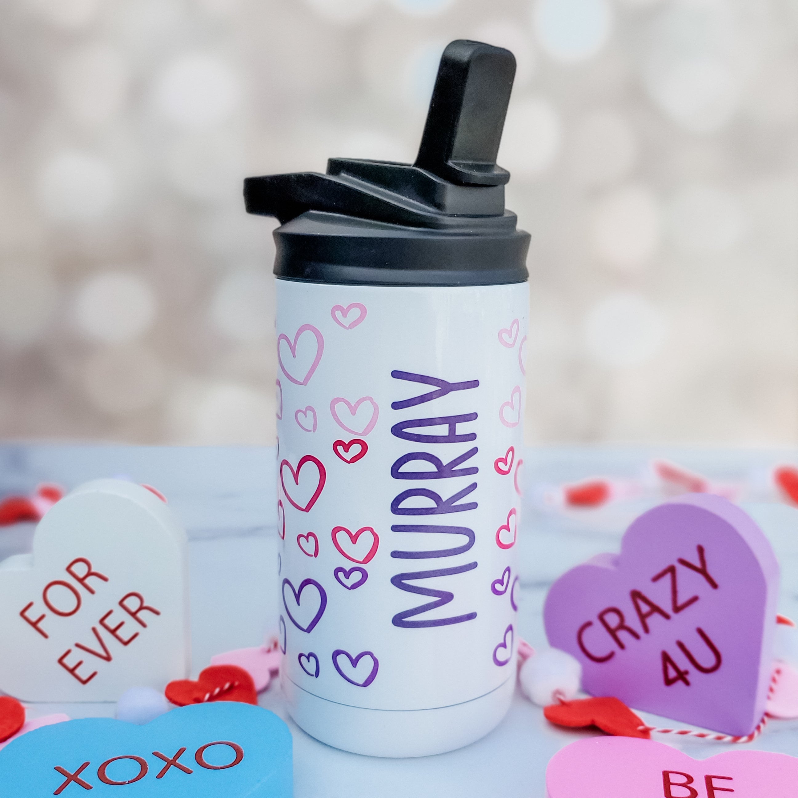 Personalized Valentine Heart Kids Sippy Cup Salt and Sparkle