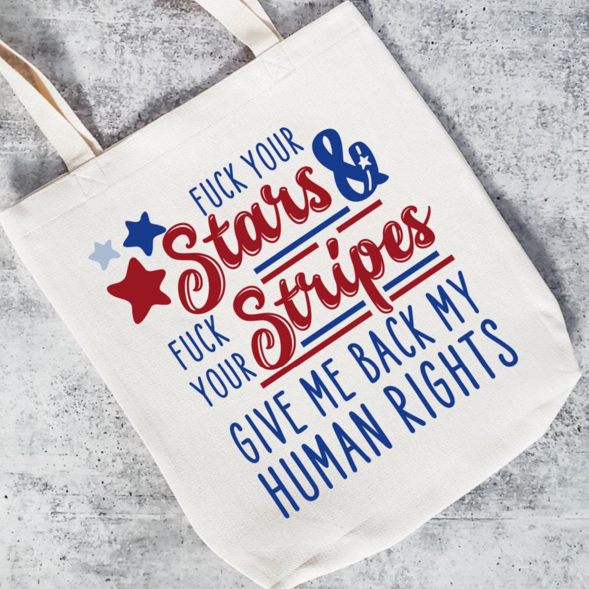 Pro Choice Fourth of July Tote Bag - Abortion Rights Book Bag for College Student - Political Statement Feminist Grocery Bag for Anti July 4
