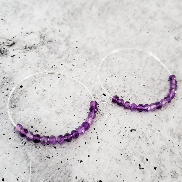 Purple Amethyst Beaded Hoops Salt and Sparkle