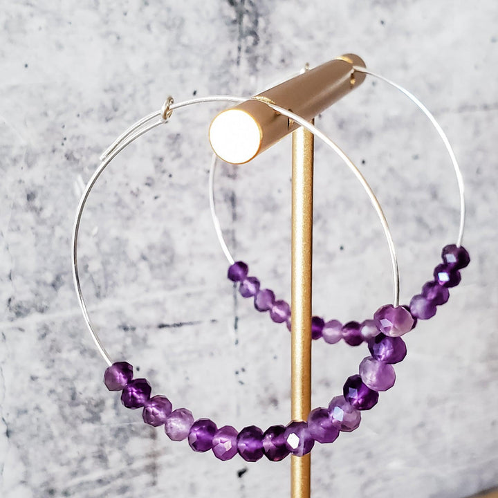 Purple Amethyst Beaded Hoops Salt and Sparkle