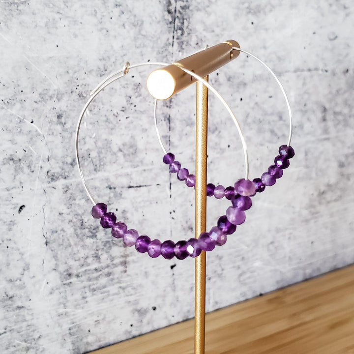 Purple Amethyst Beaded Hoops Salt and Sparkle