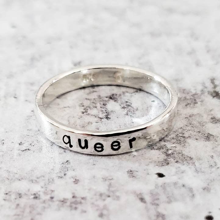 QUEER Skinny Band Ring Salt and Sparkle